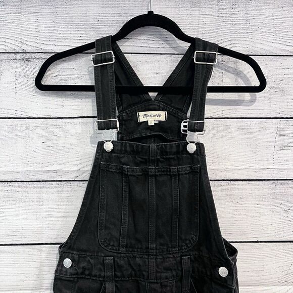 Madewell Straight Leg Overalls Luna Wash Black Denim Size XS Cotton Casual - Picture 4 of 10
